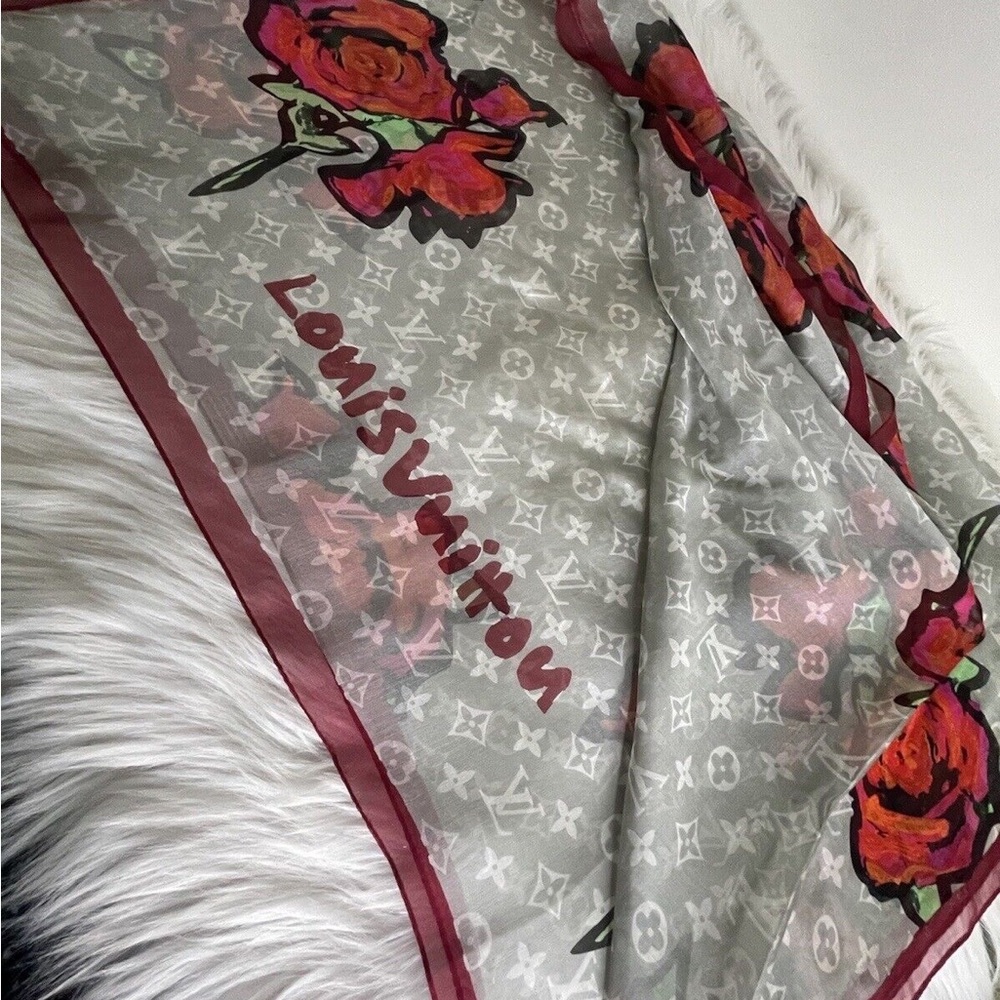 Louis Vuitton Monogram Rose Silk Wrap/Scarf